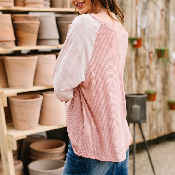 Waffle Knit & Camo Top - Picture 4 of 8